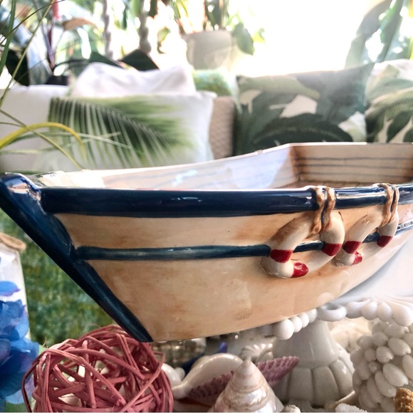 New! Paul Brent Nautical Nantucket Ceramic Boat Dish - Picture 6 of 11